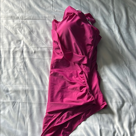 Bold Pink One-Piece Swimsuit with Full Coverage - Picture 5 of 6
